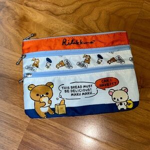 Rilakkuma Nylon Triple Zipper Pouch